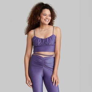 Women's Lurex Wrap Around Detail Flare Pants and Tiny Tank Top set - Wild Fable™